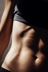 Close-up of a woman's toned and fit torso
