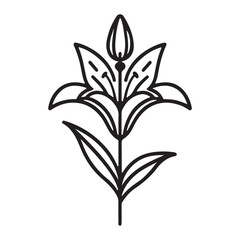 Simple lily flower vector art singleline art