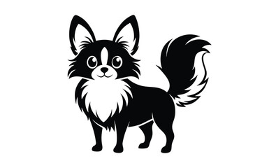 Chihuahua dog silhouette illustration, Small dog vector, Pet animal black outline, Chihuahua side view graphic