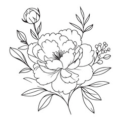 Simple peony flower vector art