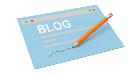 Isolated Blog Page with Pencil