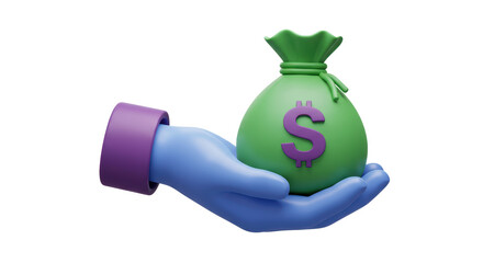 Isolated Hand Holding Money Bag