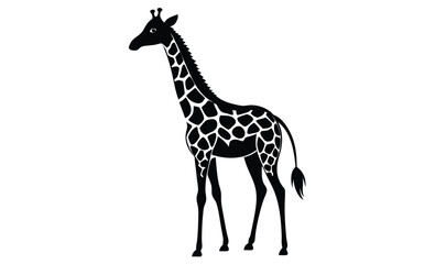 Naklejka premium Giraffe silhouette illustration, Safari animal graphic, Tall wildlife outline, African giraffe vector design, Zoo animal shape