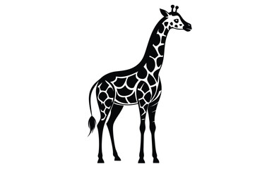 Giraffe silhouette illustration, Safari animal graphic, Tall wildlife outline, African giraffe vector design, Zoo animal shape