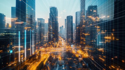 A futuristic cityscape featuring a large building design, showcasing digital transformation in architecture.