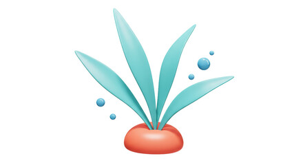 Isolated Underwater Plant with Bubbles