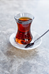 Traditional Turkish Tea In Classic Tulip Glass