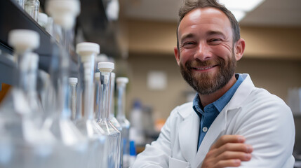 Obraz premium Scientist in a sterile lab showcasing innovation and discovery