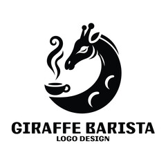 Giraffe Barista Vector Logo Design