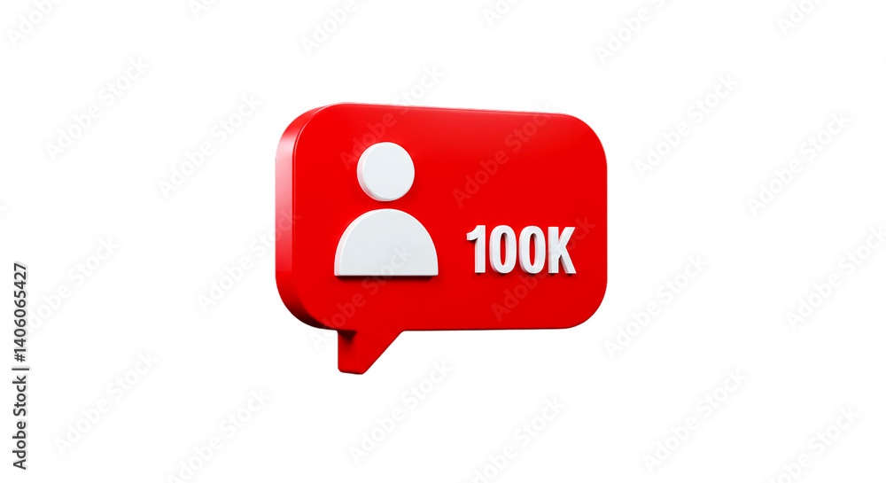 Poster a red notification bubble with a white follower icon and the text k on a black background