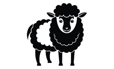 Sheep silhouette farm animal, Wool sheep vector illustration, Grazing sheep simple design