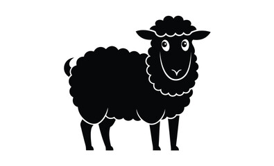 Sheep silhouette farm animal, Wool sheep vector illustration, Grazing sheep simple design