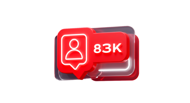 A close up of a red notification icon with a person icon and the text k on a black background
