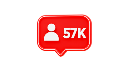 A red notification icon with a white person icon and the number k displayed on a black background