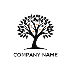 Obraz premium Simple tree logo with fruits