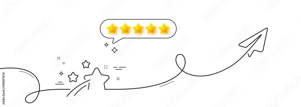 Aufkleber falling star line icon. continuous line with share plane. night sign. firework symbol. five star rat