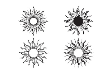 Fototapeta premium Sun Icon Vector Set Decorative Tribal Solar Symbol Design Illustration