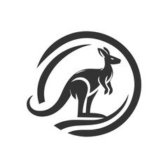 Minimal Kangaroo Logo Design – Wildlife Animal Symbol in Circle Style.