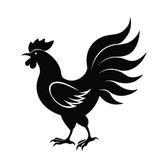 silhouette of rooster flapping wings