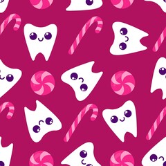 Medicine seamless teeth Christmas pattern for wrapping paper and fabrics and linens