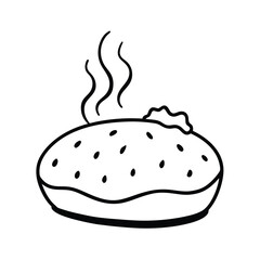 vector silhouette of baked potato with steam
