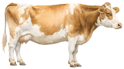 Artwork of a dairy cow with soft texture and shading on a transparent background --ar 16:9 --v 7.0