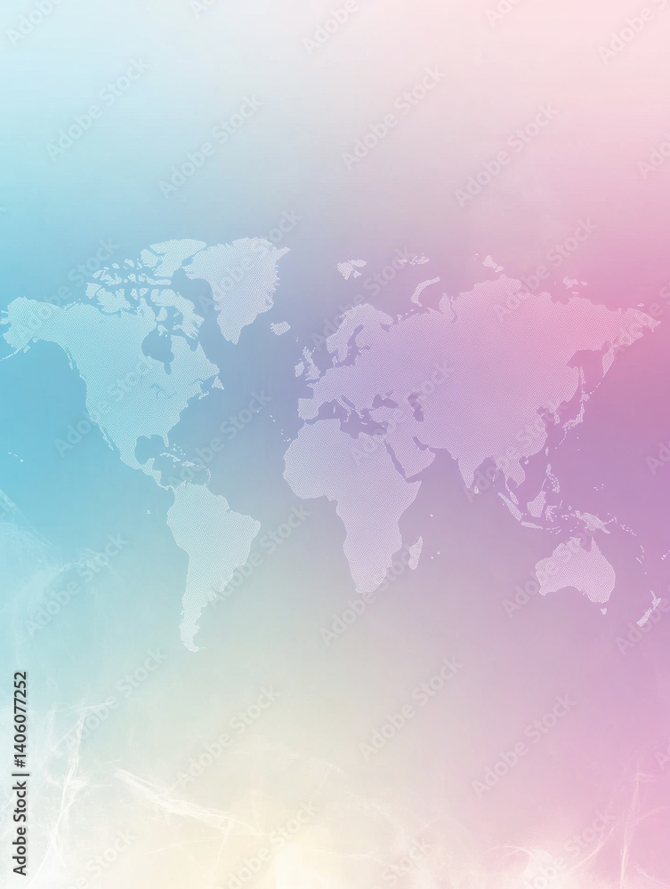 Fototapete global connectivity on a smooth gradient background featuring faint outlines of continents for educa