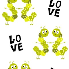 Kids seamless caterpillar cute pattern for fabrics and textiles and packaging and linens and wrapping paper