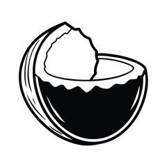 vector silhouette of coconut cracked open