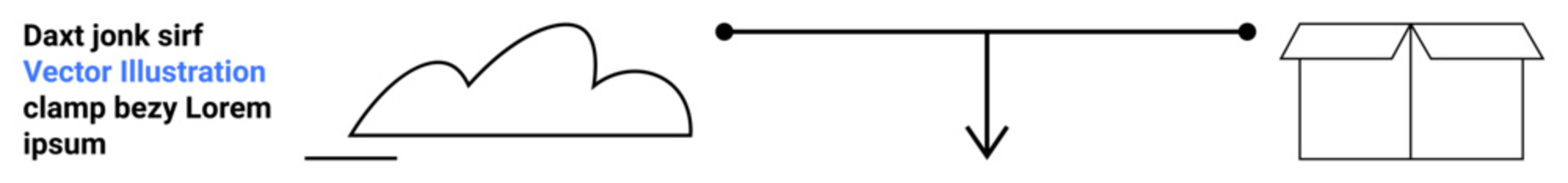 Cloud with data transfer arrow pointing to an open box. Ideal for data migration, backup, technology, storage, cloud computing, logistics, simple landing page