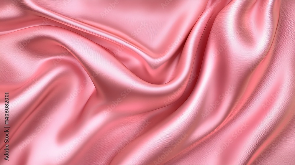 Poster close up of a pink silk fabric with soft folds and smooth texture creating an elegant background loo