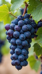 Fototapeta premium A bunch of purple grapes hanging from a vine.