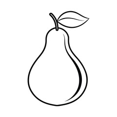 Vector Silhouette of Pear with Curves and Leaf