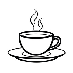 Vector Silhouette of Porcelain Teacup with Saucer