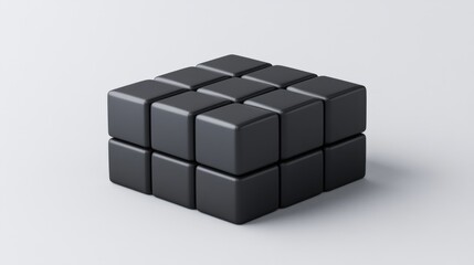 Black Cube Puzzle Arrangement With Clean Lines and Modern Aesthetic Perfect for Contemporary Design Projects