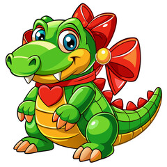Fototapeta premium Adorable Crocodile Dressed in Bow Necktie
