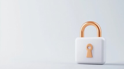 Fototapeta premium Modern design of white padlock with copper details against a minimalistic background for security concepts
