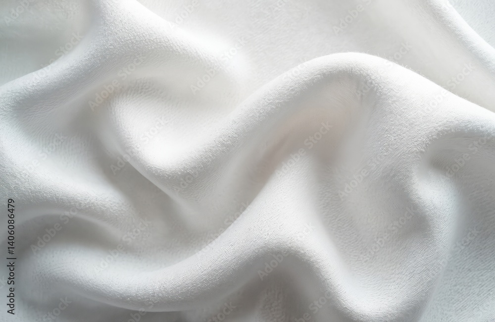 Aufkleber neutral white wavy fabric material texture background. simple concept picture with empty copy space.