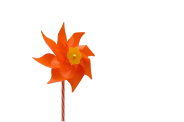 Pinwind toy isolated, orange windmill