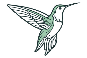 Fototapeta premium Hummingbird Silhouette Line Illustration