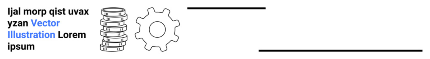 Stack of coins beside a gear representing wealth, industry, and collaboration. Ideal for finance, economy, business strategy, technology, productivity, process improvement simple landing page