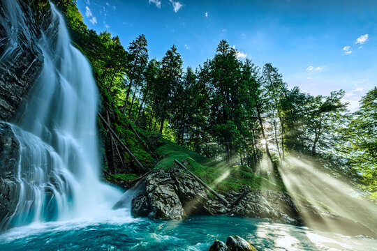 Natural Waterfall in Switzerland, Giessbachf&auml;lle near Interlaken
