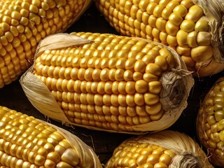 Fresh yellow corncobs