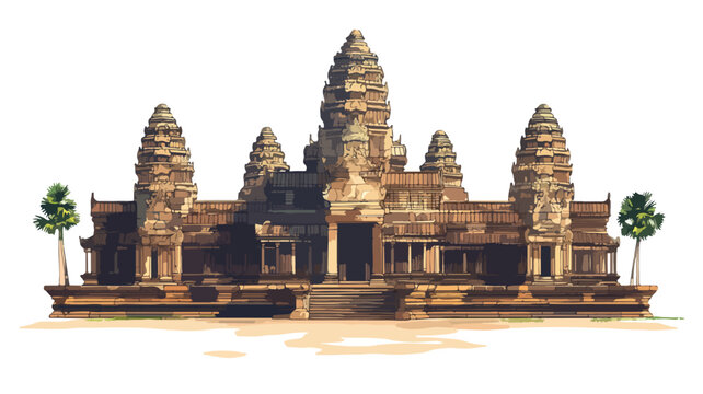 Angkor Wat Cartoon Vector Illustration Icon Vect