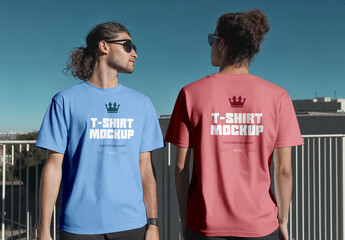 Two Men's Wearing T-Shirt Mockups