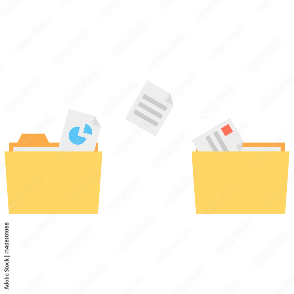 Poster moving documents between folders data transfer file management illustration