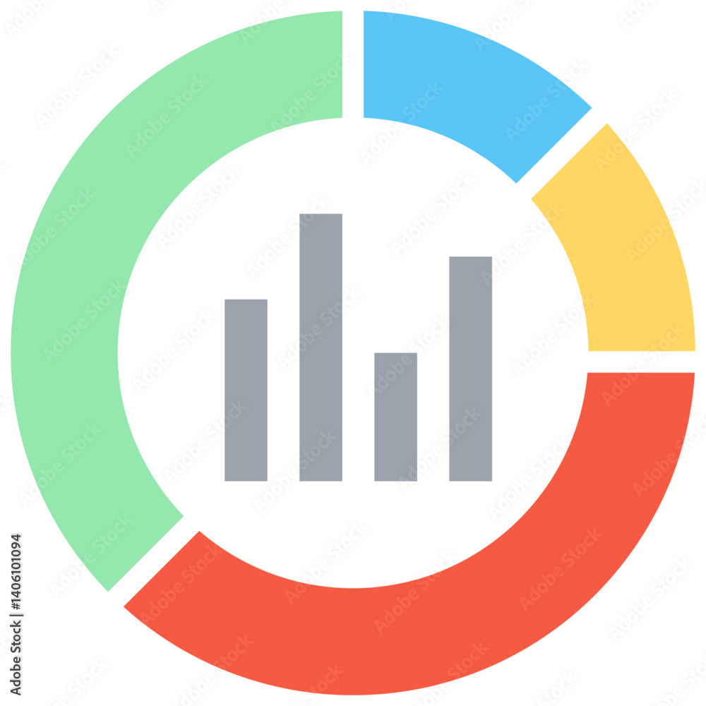 Poster colorful circular bar graph chart data infographic business report