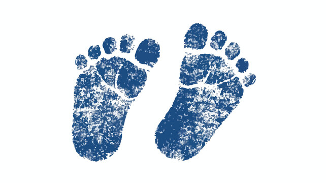 Adorable Baby Footprints in Silhouette Print Drawing for Nursery Decor