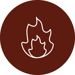 Flame  Vector Line Circle Icon Design