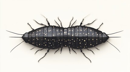 Fototapeta premium Detailed View of a Black Insect with Spotted Exoskeleton on White Background Ideal for Educati